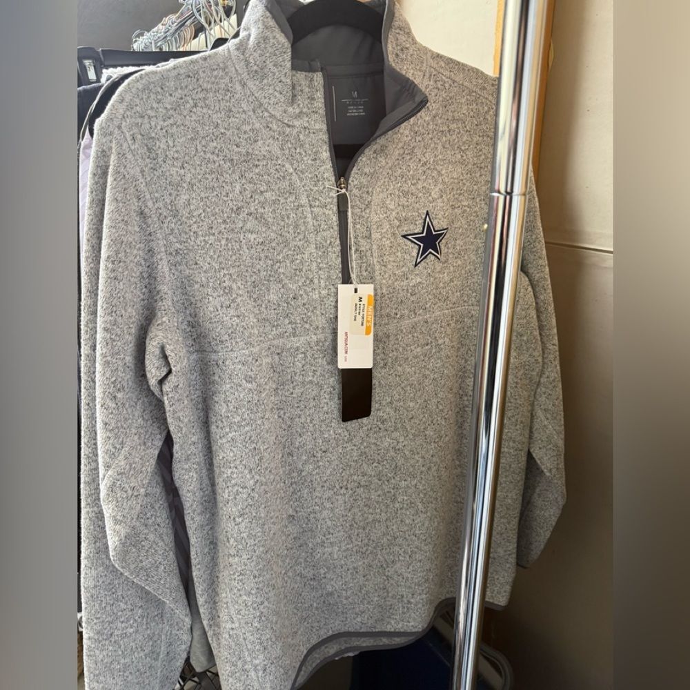 NWT Dallas Cowboys Antigua Gray 1/4 zip medium